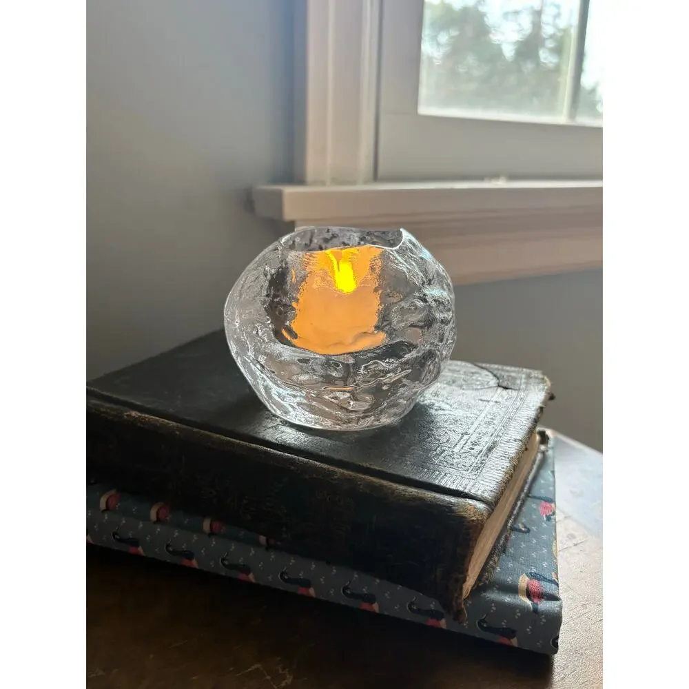 Kosta Boda crystal glass Snowball votive candle holder
